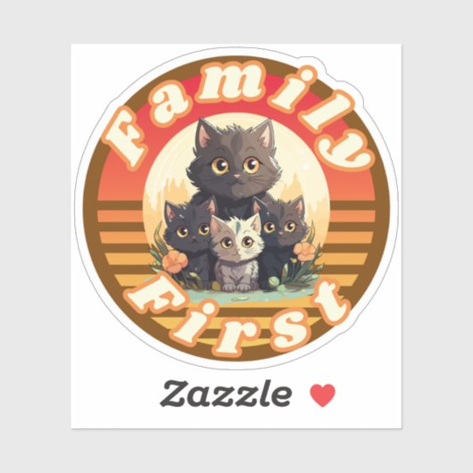 Rtro Sunchine - Kattenliefhebbers - Family First 2 Sticker (Vel)