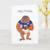 Ruaridh rugby orangoutan carte d'anniversaire (Fleur jaune)