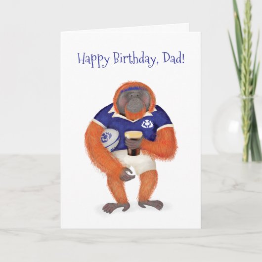 Ruaridh rugby orangoutan carte d'anniversaire pour (Devant)