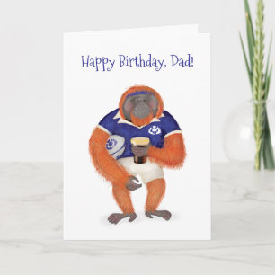 Ruaridh rugby orangoutan carte d'anniversaire pour