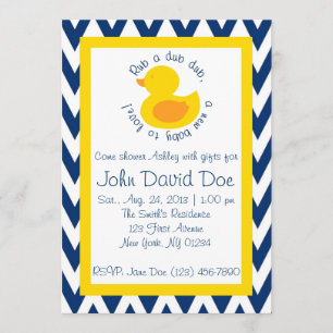 Rub-a-dub Baby shower Uitnodiging - Blauw