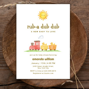 Rub A Dub Dub Eend Choo Choo Trein Baby Shower Kaart