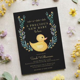 Rub-A-Dub-Dub Gele Rubber Ducky Floral Garden Kaart