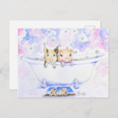 Rub een Dub Dub-piggies in de buisverf Briefkaart (Voorkant / Achterkant)