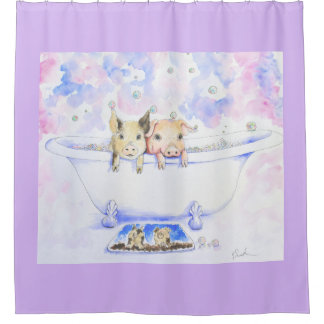 Rub een Dub Dub-piggies in de buisverf Douchegordijn