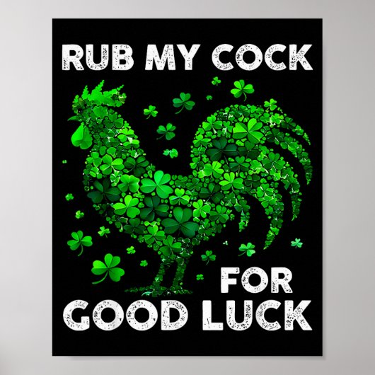 Rub My For Good Luck Funny St Patrick's Day Chicke Poster (Voorkant)