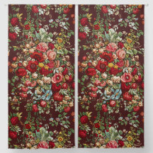 Ruban à motif floral de rose victorienne bordeaux
