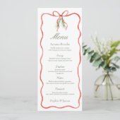 Ruban à nœud rouge Mariage d'hiver Menu plat (Debout devant)