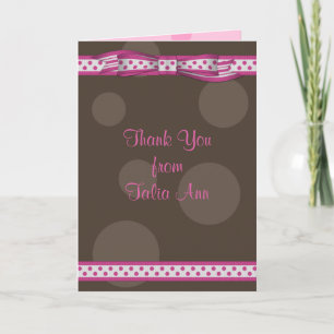 Ruban à pois marron rose Bat Mitzvah Merci