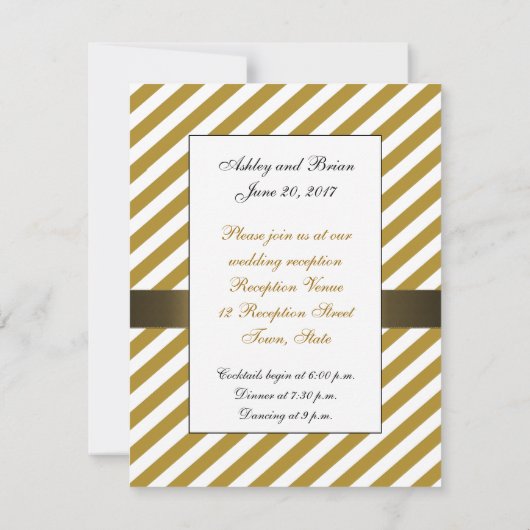 Ruban à rayures dorées Invitation de réception de  (Dos)
