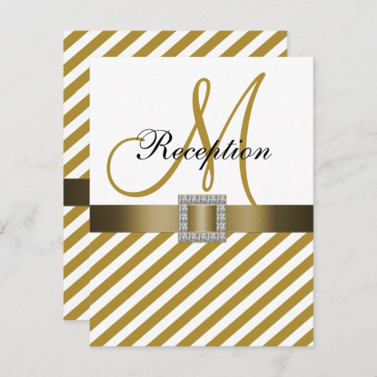 Ruban à rayures dorées Invitation de réception de  (Devant / Derrière)