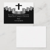 Ruban Argent Après Les Funérailles Merci Cartes (Devant / Derrière)