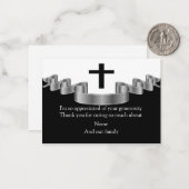 Ruban Argent Après Les Funérailles Merci Cartes (Devant/Arrière en situation)