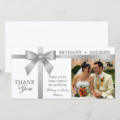 Ruban argenté et Merci Mariage blanc (Devant / Derrière)