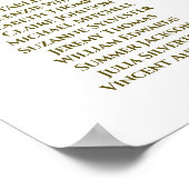 Ruban blanc et or Tableau Mariage de table 4 (Coin)