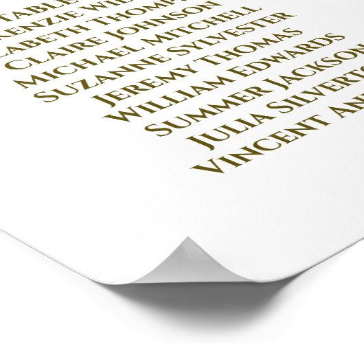 Ruban blanc et or Tableau Mariage de table 4 (Coin)