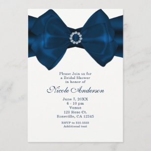 Ruban bleu et diamants Invitations de douche nupti