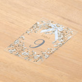 ruban bleu fleurs de bébé blanc numéro de table (Poser)
