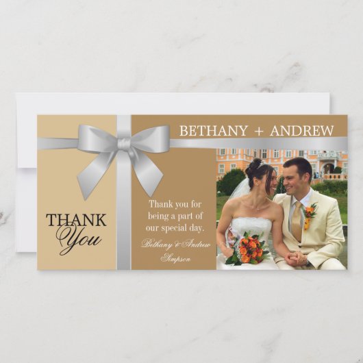 Ruban d'argent et Merci de Mariage d'or antique (Devant)