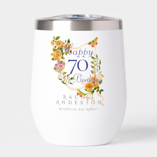 Ruban de rose dorée 70e anniversaire (Avant)