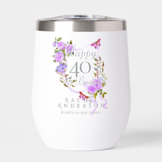 Ruban de rose pourpre 40e anniversaire (Avant)