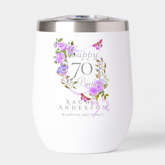 Ruban de rose pourpre 70e anniversaire (Avant)