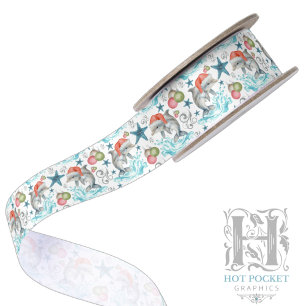 Ruban de satin de Noël dauphin en blanc