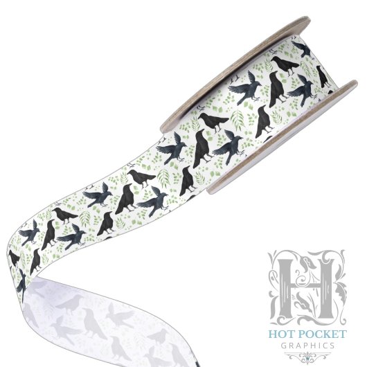 Ruban de satin noir en blanc