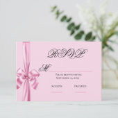 Ruban de satin rose simple RSVP de mariage (Debout devant)