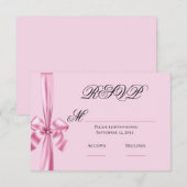 Ruban de satin rose simple RSVP de mariage (Devant / Derrière)