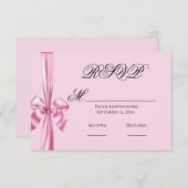 Ruban de satin rose simple RSVP de mariage (Devant / Derrière)