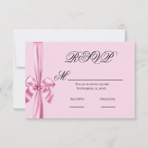 Ruban de satin rose simple RSVP de mariage