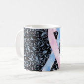 Ruban de sensibilisation bleu rose Design de mug (Devant gauche)