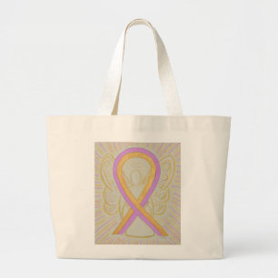 Ruban de sensibilisation rose et or Sac fourre-tou