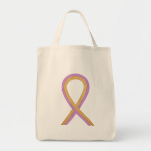 Ruban de sensibilisation rose et or Sac fourre-tou