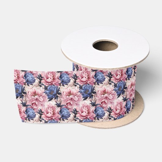 Ruban d'impression florale en satin (Bobine)