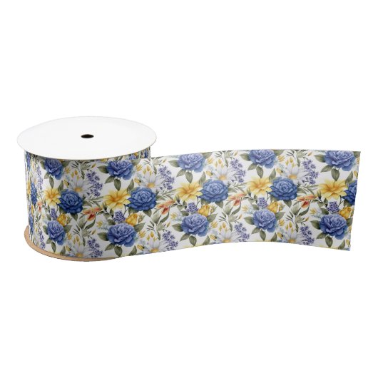 Ruban d'impression florale en satin (Bobine)