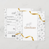Ruban d'or moderne Silver Snowflakes Carte cadeau (Devant / Derrière)