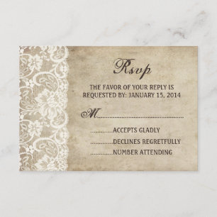 Ruban Elegance vintage sur carte RSVP de mariage e