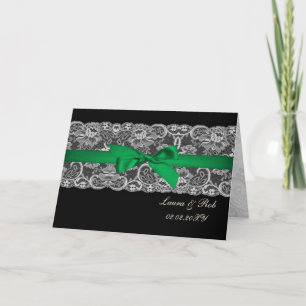 Ruban en dentelle Faux vert émeraude Merci mariage