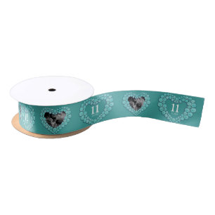 Ruban En Satin 11e anniversaire mariage photo coeur turquoise
