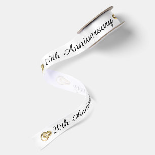 Ruban En Satin 20e anniversaire avec anneaux de mariage en or