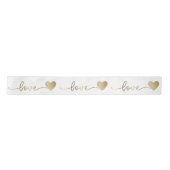 Ruban En Satin 3" Romantique Gold Script Love Coeurs Mariage (Devant)