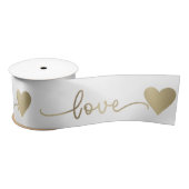 Ruban En Satin 3" Romantique Gold Script Love Coeurs Mariage (Bobine)