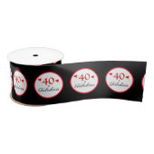 Ruban En Satin 40 & Coeurs fabuleux 40e anniversaire Noir (Bobine)