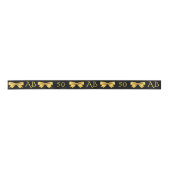 Ruban En Satin 50e anniversaire noir or arcs monogramme initiales (Devant)
