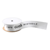 Ruban En Satin 60 fêter : Joyeux ruban blanc d'anniversaire (Bobine)