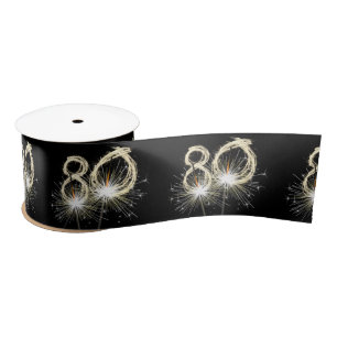 Ruban En Satin 80e anniversaire Sparklers de fête sur noir