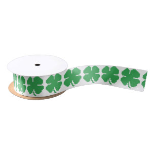 Ruban En Satin 8 bits Pixel Lucky Four Leaf Clocher