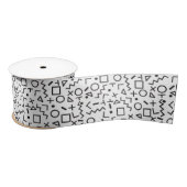 Ruban En Satin 90's Noir & Blanc Retro Shapes Motif (Bobine)